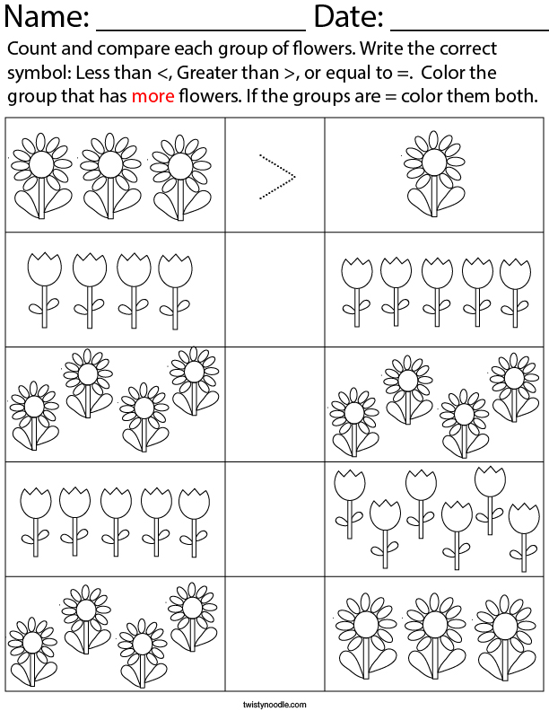 Flower Math Worksheets